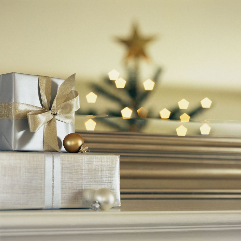 Christmas Decoration tip: Using wallpaper as Christmas gift wrappers.